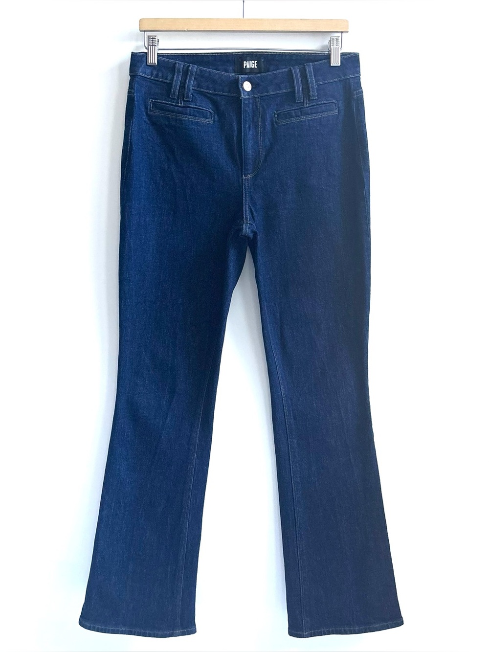 PAIGE High Rise Manhattan Dark Blue Women's Bootcut Jeans Kinsley Wash Size 28